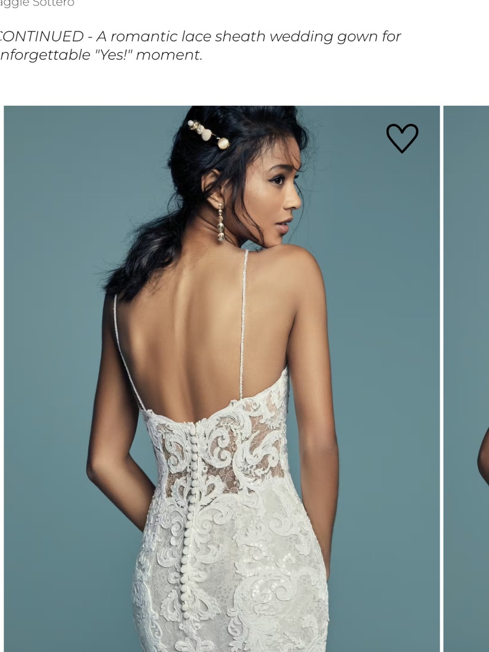 Maggie Sottero Tuscany Lynette White Lace Mermaid Dress with Plunging V-Neck - Picture 4 of 5